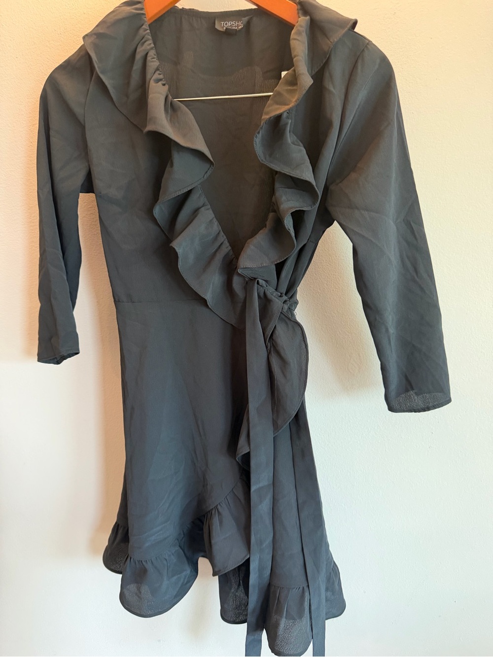 Topshop Black Ruffle Wrap Dress - Picture 4 of 5